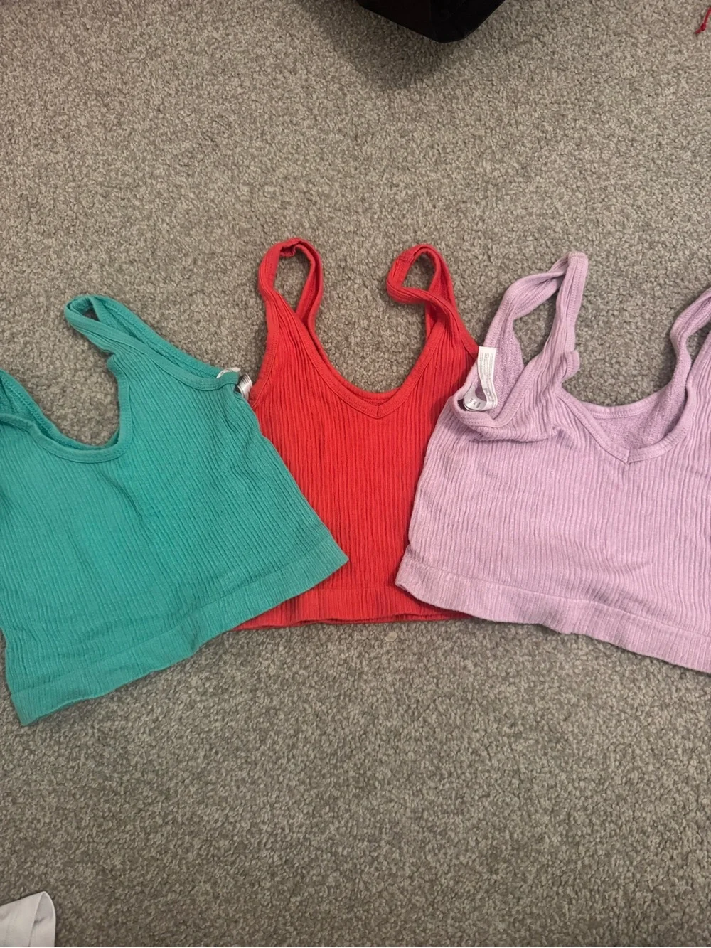 Urban Outfitters Ribbed Tank Tops in Teal, Red, and Lavender - Picture 3 of 6